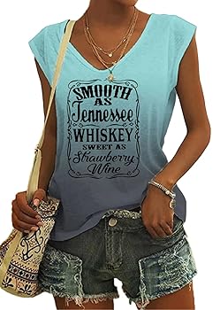 Smooth as Tennessee Whiskey T Shirt Women V-Neck Cap Sleeve